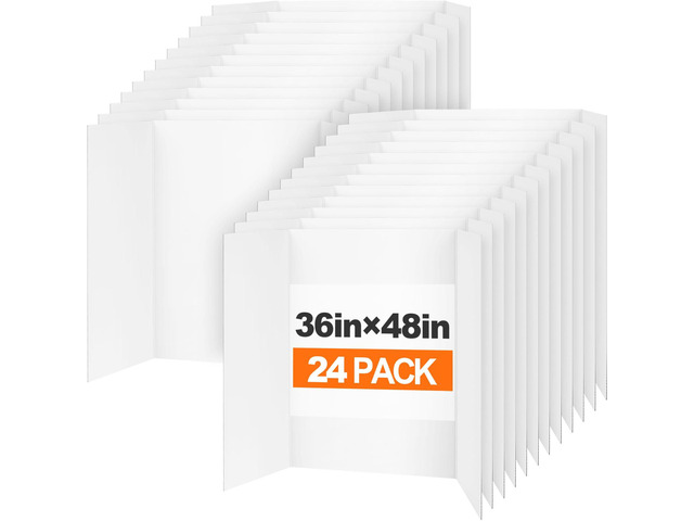 TUXITA Trifold Poster Board,24 Pack 36' x 48' Large White Corrugated Poster Boards,Science Fair Display Boards,Project Boards Perfect for School...