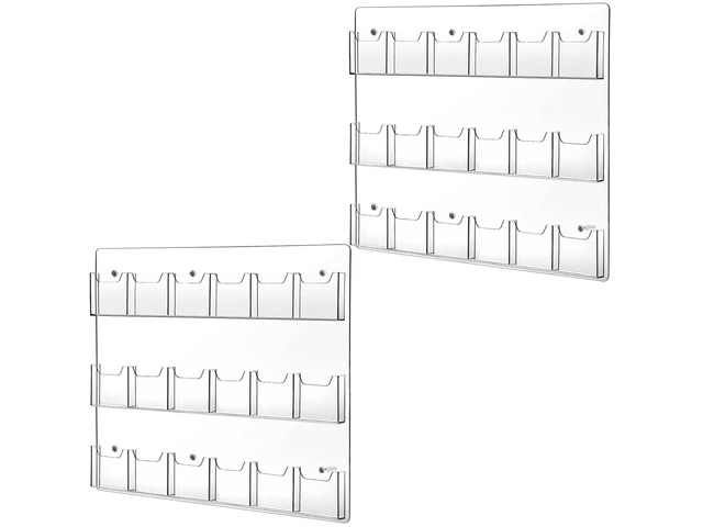 2 Pack Acrylic Pamphlet Holder Wall Mount,25 X 22 Inch,18 Pockets Clear Brochure Display for Offices Waiting Rooms, Wall Mount Rack, Literature...