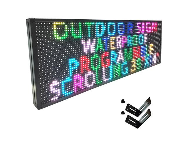 HS Programmable Scrolling Led Sign, Outdoor Digital Display Messsage Board, Full Color High Brightness WIFI Control,Text Customable, for Business...