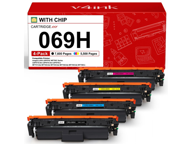 069H Toner Cartridges 4 Pack Replacement for Canon 069H MF753Cdw MF751Cdw 069 High Capacity Compatible for Canon Color imageCLASS MF750C LBP670C...