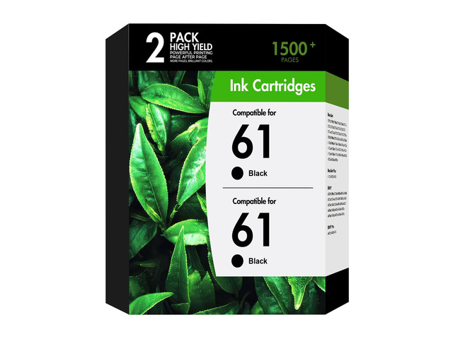61 61XL Ink Cartridges for HP Printers Compatible for HP61XL 2-Pack Black Compatible for HP61 Black Ink Cartridges Work for HP Officejet 4630 4635...