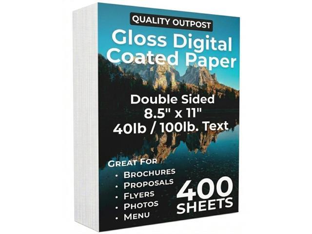 Glossy Business Paper 8.5x11 for Laser Printer, Double Sided C2S, Great for High-End Marketing, Brochures, Flyers, Maganizes, 40lb / 100lb Text,.