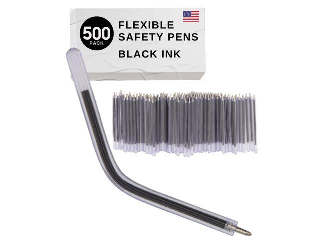 Flexible Safety Pens 500 Pack of Pens For Mental Health, Mental Health Hospital, Jail, and Prison Super Bendable with Black Ink 3.8 Inches Safe &.
