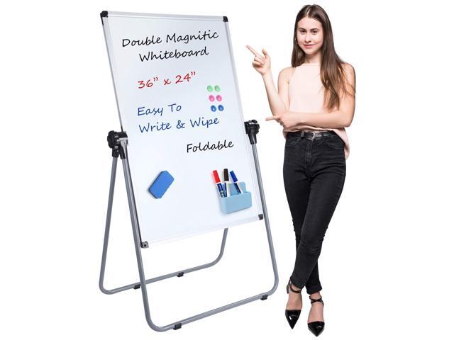 36x24 Whiteboard with Stand, Double Sided Magnetic Dry Erase Board Height and Angle Adjustable, Foldable Aluminum Frame, Anti-Slip Feet, Magnetic...