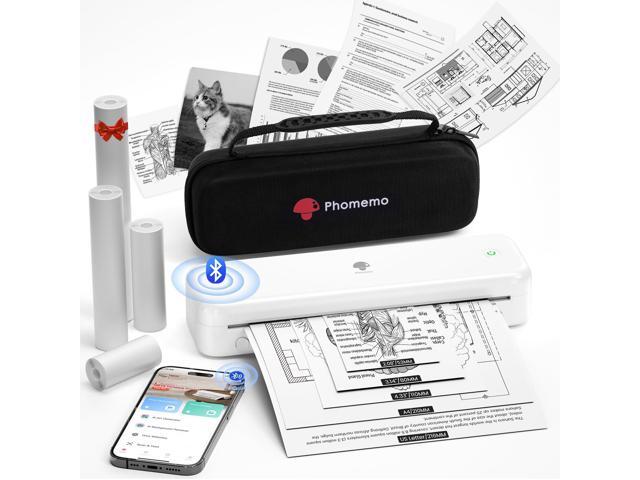 M834 Inkless Portable Thermal Printer with a Case, 8.5 x 11, White Wireless Bluetooth Mobile Small Compact Printer for Travel Office School Home.