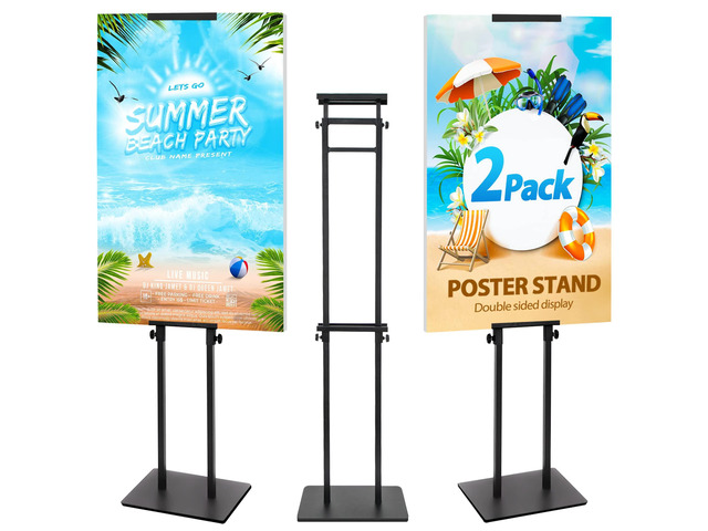 2Pack Poster Stand for Display, Heavy Duty Floor Standing Sign Holder, Double-Sided Poster Board Stand, Adjustable Height Up to 80 inch, Outdoor...