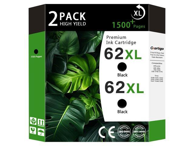 62XL High Yield Compatible Ink Cartridges Replacement for HP 62, Fit HP Envy 5540 5640 5660 7644 OfficeJet 5740 5741 8040 200 250 Series Printers,...