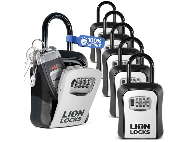 Lock Box for Keys - Lockbox for House Key, Lock Box with Combination for Real Estate, Car, House, Waterproof Key Safe - Easy Installation (6 Pack)