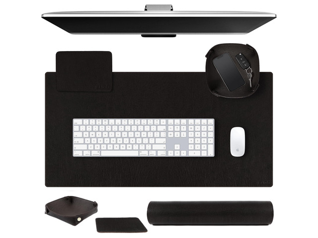 Leather Desk Pad Real Leather Desk Mat Thick (3mm) Double Layer (32x16) Cover Blotter Desk Protector Large Computer Mat for Keyboard Mouse Pad...