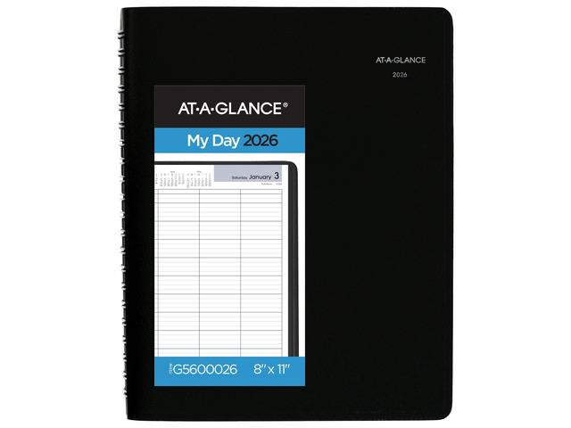 2026 Appointment Book Planner, Daily, Four Person Group Planner, 8' x 11', Large, Quarter-Hourly, DayMinder, Black (G5600026)