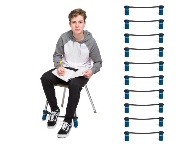 Bouncyband Original for Chairs, Blue, 10 Pack Chair Bands for 17 to 24 Wide Chair Legs with 1.5 Diameter Support Pipes Silent Sensory Tool...