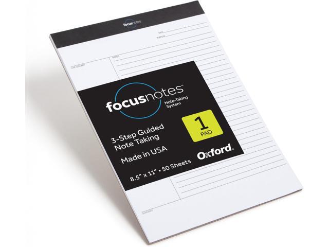 FocusNotes Writing Pad, Clear Note-Taking System, 8.5 x 11 Sheets, Guided Note, Cue & Summary Sections, 50 Sheets, Professional School and Office...