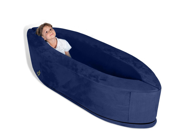 Sensory Chair for Kids Sensory Soft Canoe for Children Deluxe Adjustable Compression Peapod Foam Dark Blue