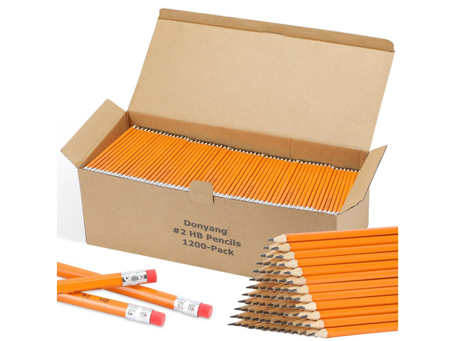 1200 Pack Wood-Cased #2 HB Pencils Bulk, Pre-Sharpened Pencils #2, Yellow Number 2 Pencils with Erasers for Writing Drawing and Sketching, Office...