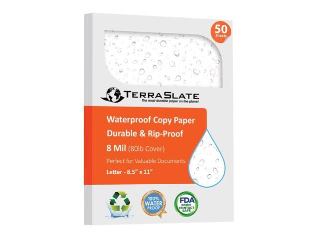 Premium Waterproof Laser Printer Copy Paper, 8.5' x 11', 8 Mil Rain, Weatherproof, 50 Sheets