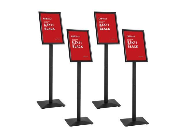 4Pcs Floor Sign Holder, Sign Stand heavy duty pedestal sign floor standing for indoor outdoor 8.5×11 signage display (BLACK, 8.5×114 Pack)