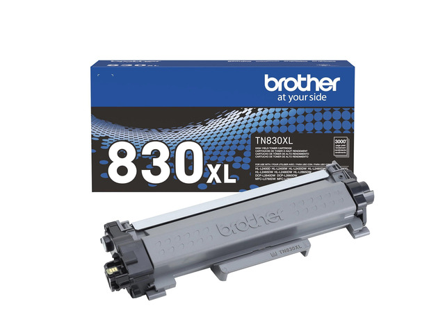 TN830XL Toner Cartridge, Genuine Black High Yield Compatible with DCP-L2640DW and HL-L2460DW; yields up to 3,000 pages for monochrome laser printers