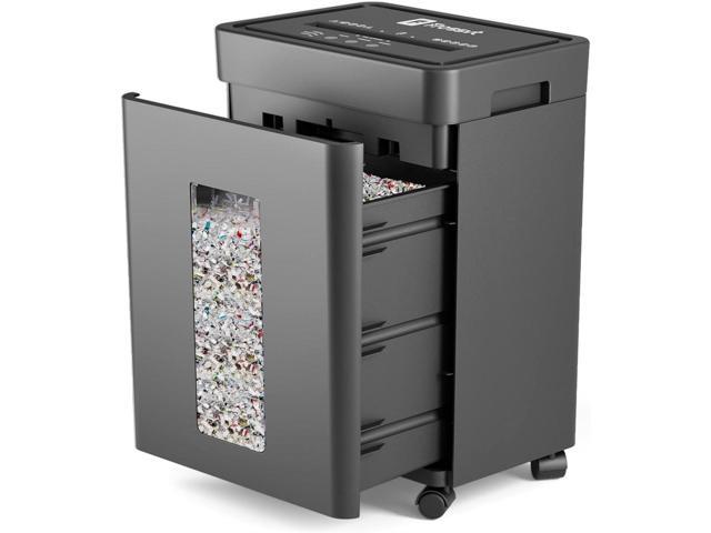 Heavy Duty Paper Shredder Micro-Cut High Security Level P-4/12 Sheets 10-Minutes Running Time/AUTO Reverse/ 5.3-Gallon Pull Out Bin, Anti-Jam &.