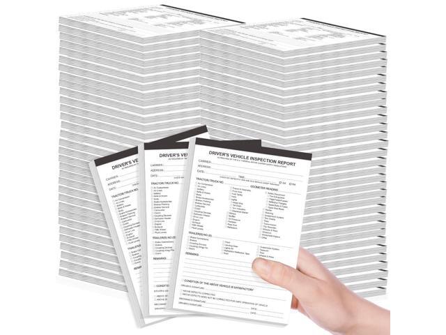 (50-Pack) Detailed Driver's Vehicle Inspection Report Book Format, 2-Ply Carbonless, 31 Sets of Forms per DVIR Log Book for Truck Drivers, 5.8' x 8.3'