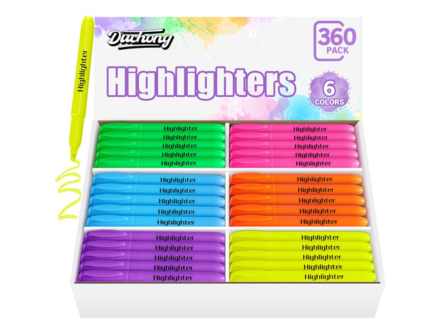 360 Highlighters Bulk, Highlighters Assorted Colors for Adult Kids, Chisel Tip Dry-Quickly No Bleed Highlighter, Office Classroom Must Have, School...