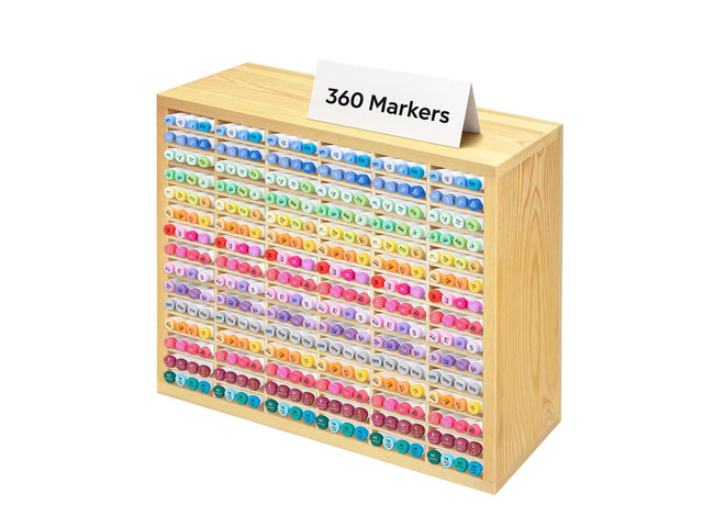 Marker Storage Organizer for 360 Markers,Wooden Alcohol Marker Holder with 90 Slots,Markers Pens Pencils Art Supply Storage Rack for Desk Home...