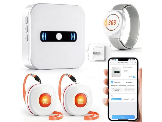 Wi-Fi Wireless Caregiver Call Button for Elderly/Patient, App Alert Systems for Seniors Patients and People with Disabilities 1 SOS Alert Watch +.