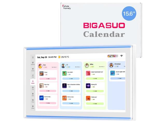 15.6' Family Digital Touchscreen Calendar for Chore & Meal Planning FHD photo display, LED reminder, smart organizer for daily schedules, chores,...