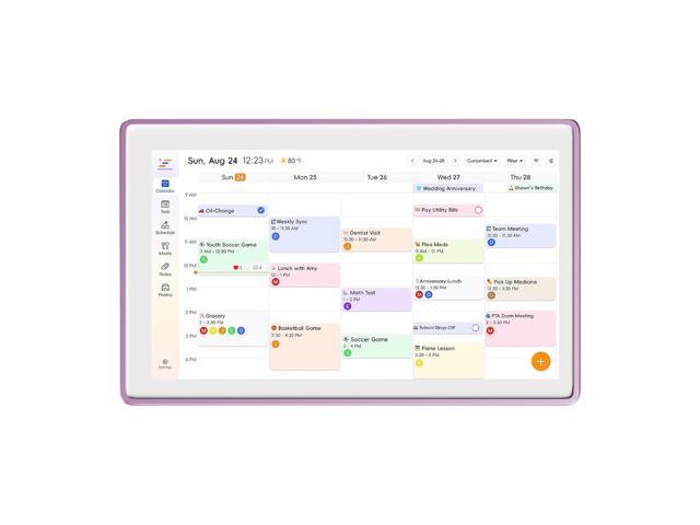 15.6 Inch Digital Family Calendar, All-in-One Smart Organizer with Photo Frame, Wall-Mountable, Task Management, Schedule Planner, Pink