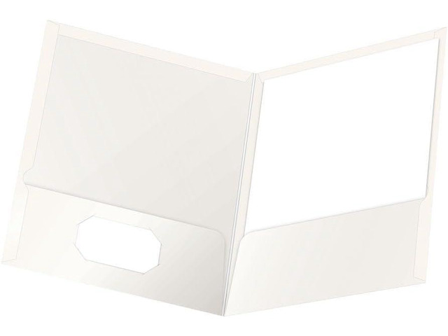 Laminated Twin-Pocket Folders, Letter Size, White, Holds 100 Sheets, Box of 25 (51704EE) (Pack of 5)