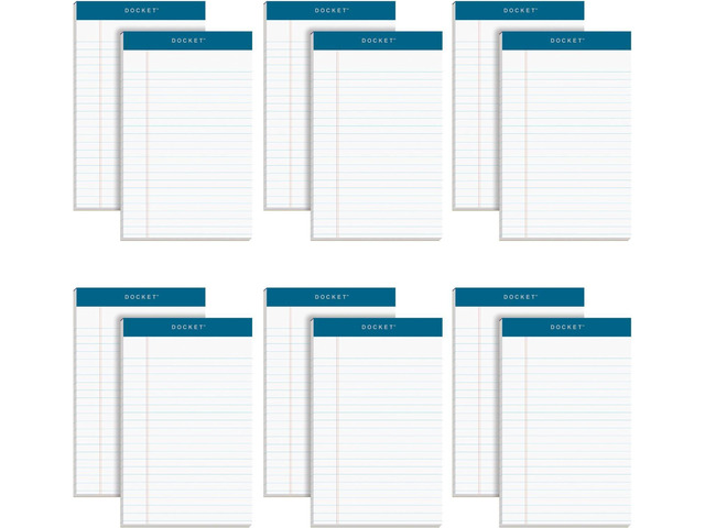 5 x 8 Legal Pads, 12/Pack, Docket Brand, Narrow Ruled, White Paper, 50 Sheets Per Writing Pad, Made in the USA (63360) (Pack of 6)