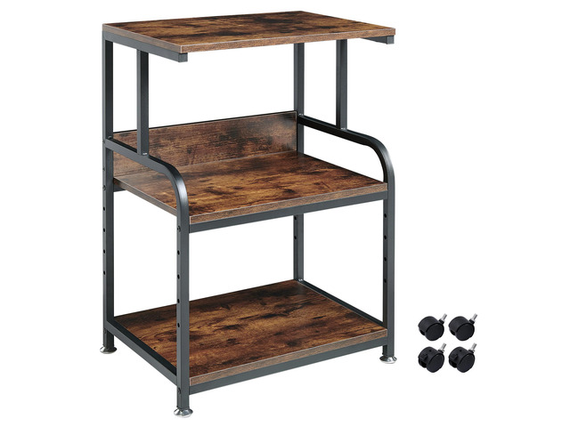 Printer Stand with Height Adjustable Storage Shelf for Home Office 3 Tier Printer Table 21.7'W x 15.7'D for Small Spaces Organization, Rolling...