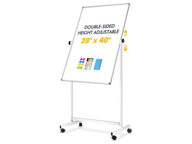 Rolling Whiteboard on Wheels 28'x40', Double-Sided Magnetic Dry Erase Board Height Adjustable 55'-70' Mobile Standing Board with Stand for...