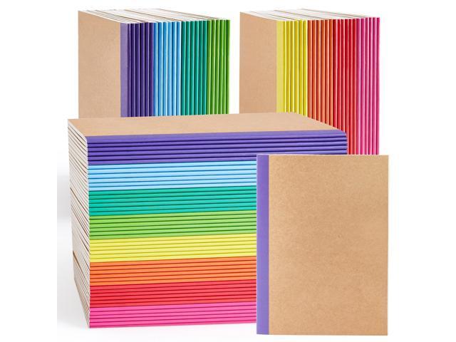 96 Pack Composition Notebooks Bulk, Kraft Cover Lined Blank College Ruled Composition Travel Journals with Rainbow Spines For Women Students...