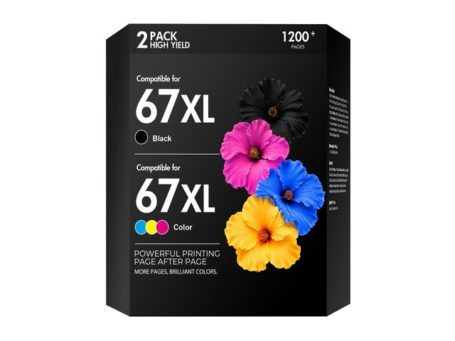 67 67XL Ink Cartridge Black/Color Combo Pack 2800e 2855e Replacement for HP67XL Work for HP Deskjet 2700 2755e 4255e 4155e 2827e 2852e 2700e Envy...