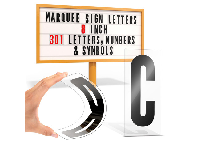 Marquee Letters, Sign Letters, Letter Sign, Outdoor, Plastic, 301 Pc Plexiglass, Changeable, for Board, Readerboard, Billboard, Church, 8 Inch...