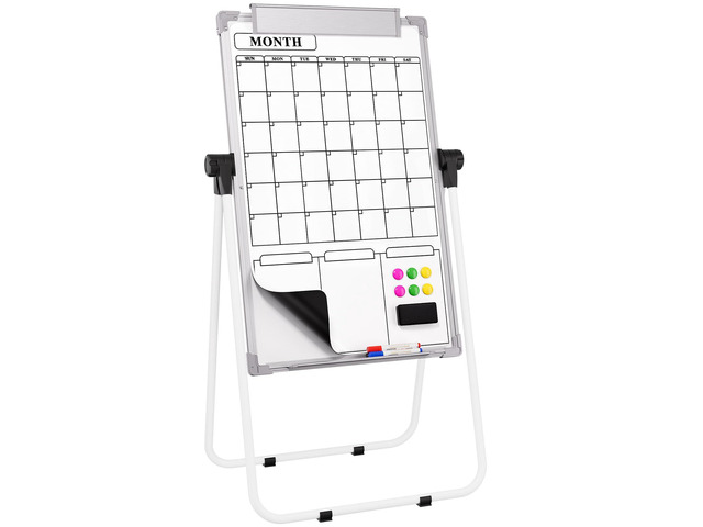 Whiteboard with Stand 36' x 24' Easel Whiteboard Monthly Calendar Double-Sided Height Adjustable Large Board, Foldable, Portable Dry Erase Board...