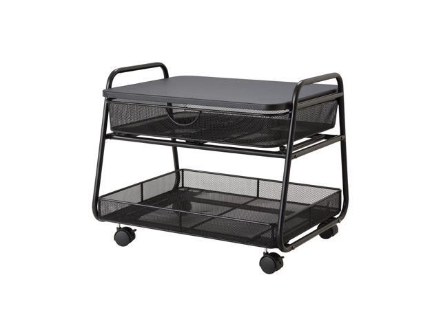 5208BL Onyx Under-Desk Rolling Machine Stand, Black, 21'W x 16'D x 17.5'H for Printer and Fax Machines With Basket and Drawer Storage. Perfect for...