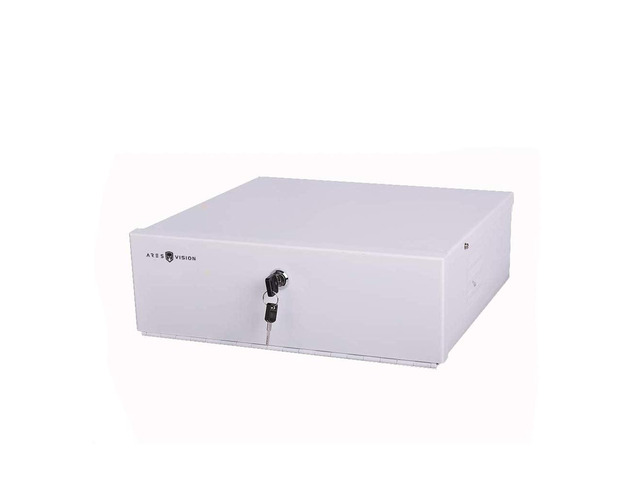 White DVR Lock Box 15' x 15' x 5' Heavy Duty 16 Gauge Steel Security Enclosure with Fan, Lock & Key, Cable Knockouts Secure NVR, Router, AV...