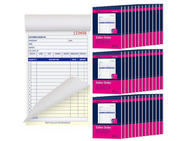 40 Pack Sales Order Book Bulk, 2-Part Carbonless Receipt Form Invoice, White/Yellow, 5-7/16 x 8-7/16 Inches,General Purpose Sales Book for Small...