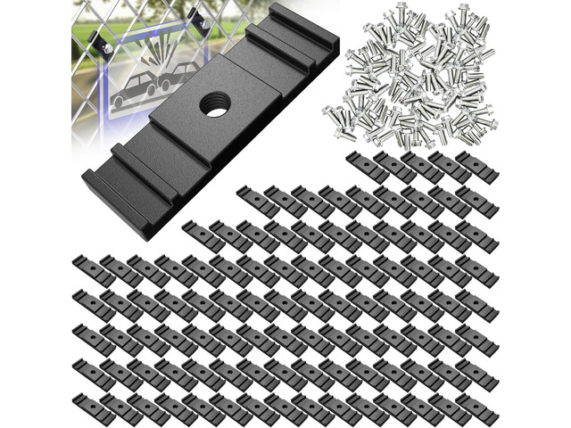 100 Pcs Chain Link Fence Sign Mount Fastener Bracket Clip Chain Link Fence Sign Bracket Bolt for Standard Mounting Support Rack Banner Display Sign...