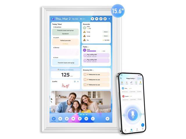 15.6'' Digital Calendar Pro Wall Touch Screen with Voice AI, No Subscription Fee, Family Calendar Electronic Wall Planner, Smart Calendar Sync,.