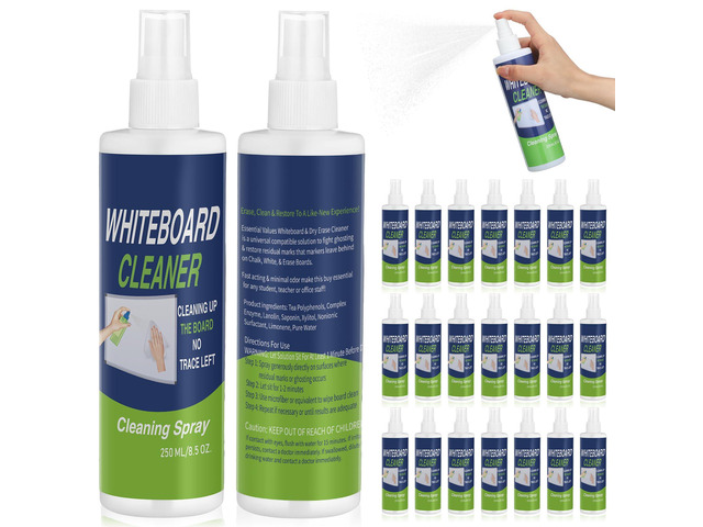 24 Pack Whiteboard Cleaner Spray Bottle 8.5oz Dry Erase Spray Board Surface Cleaner Removes Stubborn Marks from White Board Chalkboard