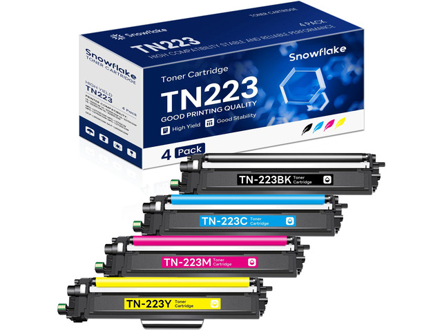 TN-223 TN223 BK/C/M/Y Toner Cartridge 4 Pack Compatible TN223 Black Cyan Magenta Yellow Toner Cartridges Set Replacement for Brother TN223 TN-223...