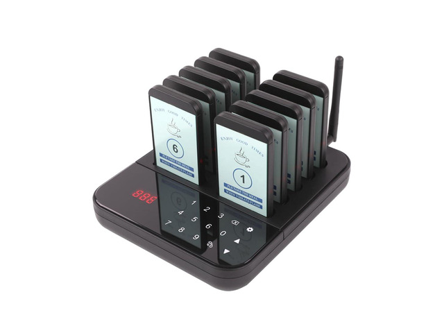 Restaurant Pager 10 Beepers Wireless Calling System Guest Customer Queue Pagers for Food Court Food Truck Church Nursery Clinic Coffee Shop with...