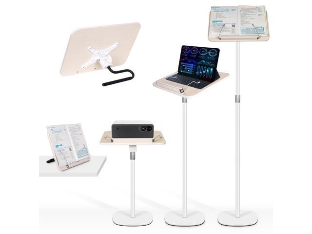2-in-1 Floor Standing Book Stand, Foldable Book Holder for Reading with Page Clips, 19'51' Height Adjustable, Sturdy Podium Stand for Reading,.