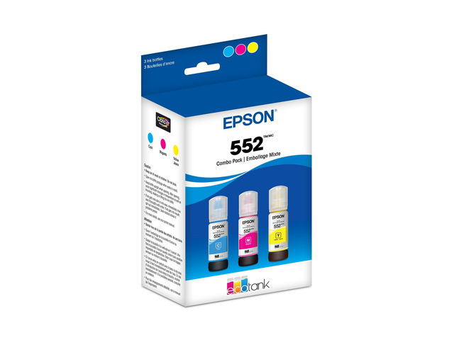 552 EcoTank Ink Ultra-high Capacity Bottle Three Color CMY Combo Pack (T552620-S) Works with ET-8500, 8550