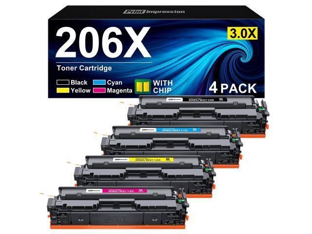 206X Toner Cartridges Replacement for HP 206X 206A 4 Pack (with Chip) for HP 206X 206A for Pro MFP M283fdw M283cdw M283 M255dw M255nw W2110X...