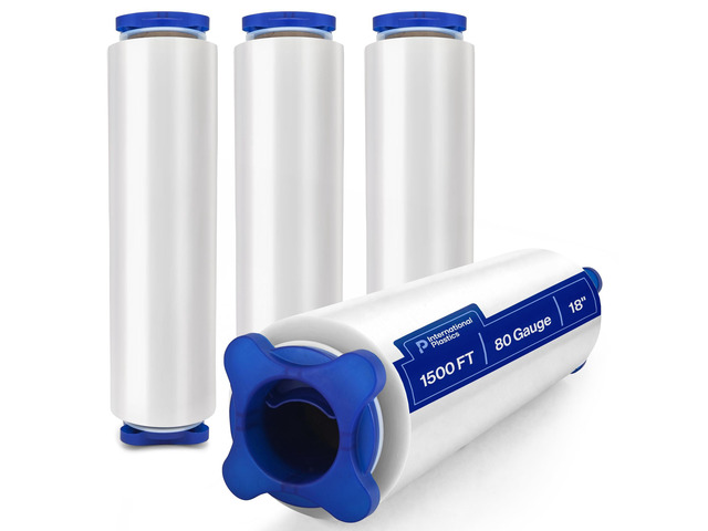 18' Stretch Film/Wrap 1500 feet 7 Layers 80 Gauge Industrial Strength up to 800% Stretch 20 Microns Adhering Packing Moving Heavy Duty (Clear, 4...
