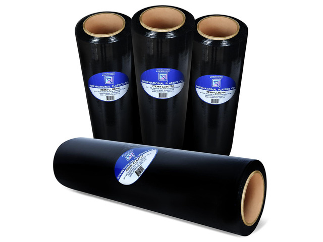 Black 18' Stretch Film/Wrap 1500 feet 7 Layers 80 Gauge Industrial Strength 800% Stretch 20 Microns Durable Adhering Packing Moving Heavy Duty...