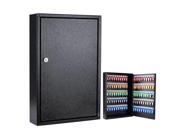 Key Box Wall Mount 100 Position Metal Locking Key Cabinet Organizer with Key Tags Key Safe Security Storage Lockbox Holder for Valets, Hotels, Car.